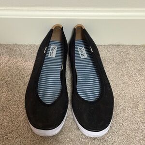 Keds Bryn Black Canvas Slip-On Ballet Flats with Striped Insole